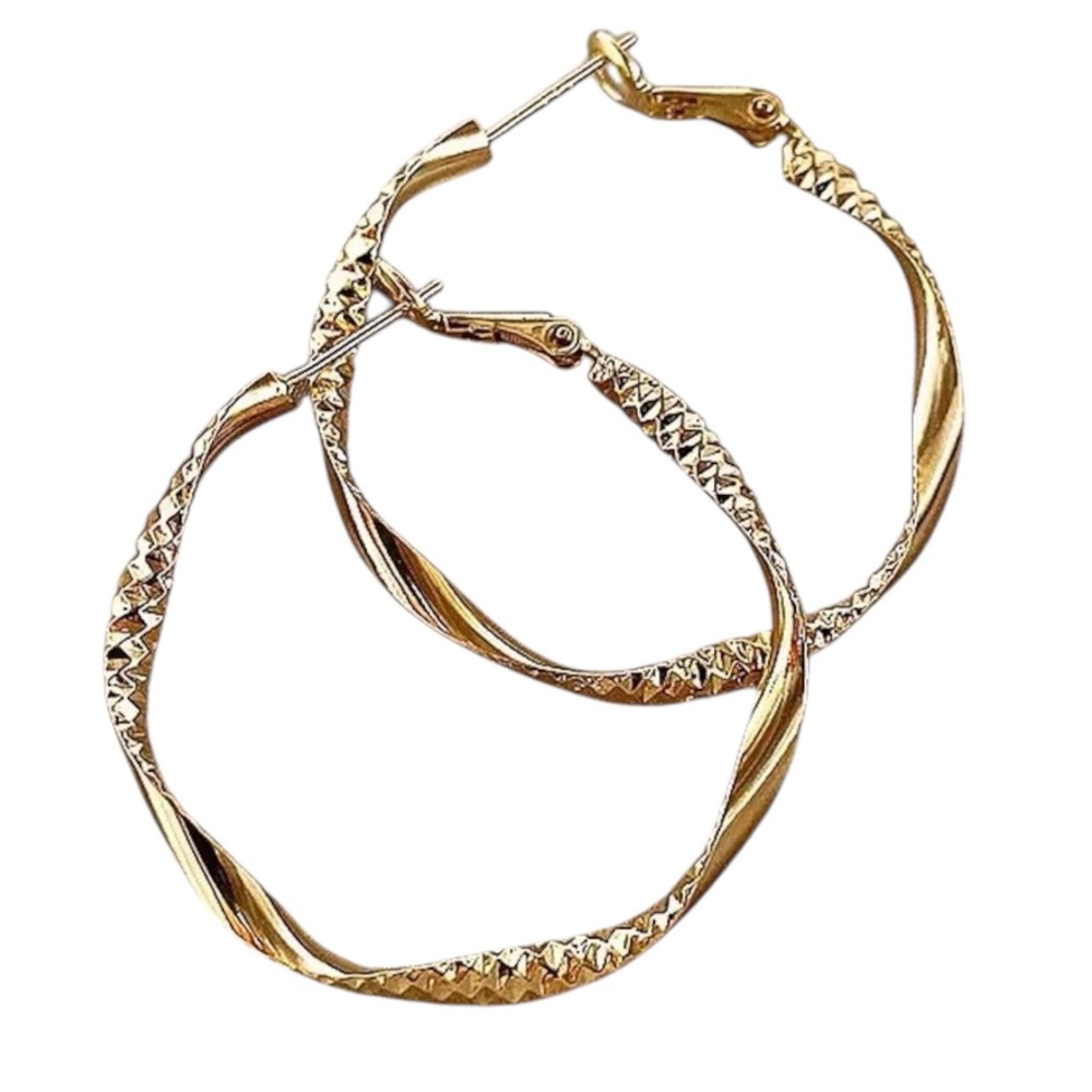 Twisted Gold Hoop Earrings